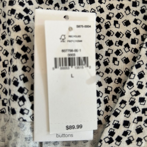 Banana Republic Womens Black White Geometric Linen Blend Shirt Dress Lg Y2K NWT - Picture 6 of 12